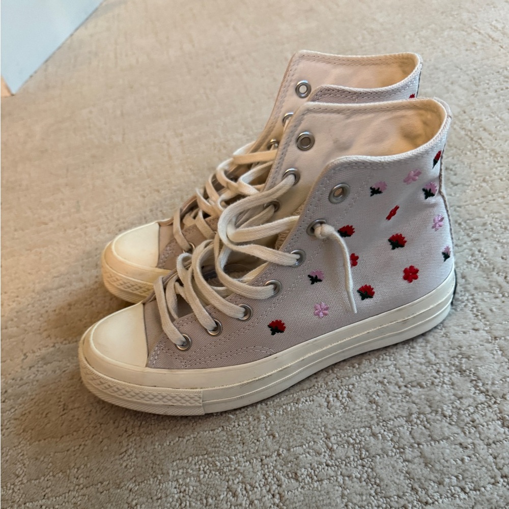 Converse High-Top Sneakers with Floral Embroidery